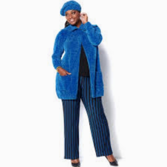 Antthony Sweaters - Antthony Timeless Textures blue cardigan  super soft chenille cardigan 1x/2x